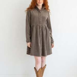 Umgee Women's Corduroy Button Down Dress
